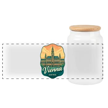 Vienne Autriche Rathaus Sunset Art vintage - Boîte à biscuits avec couvercle en bois - blanc - Devant