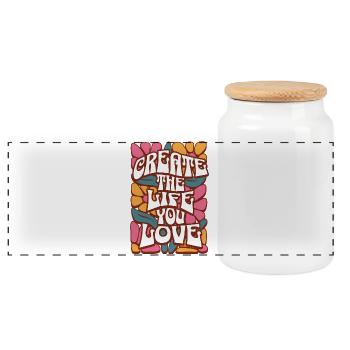 Créez la vie que vous aimez - Boîte à biscuits avec couvercle en bois - blanc - Devant