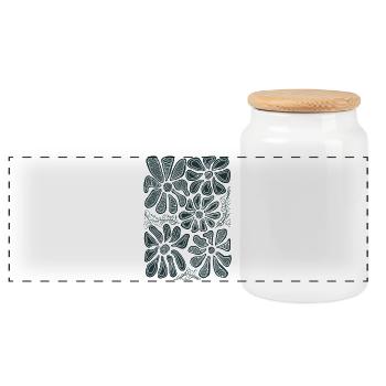 Doodle Daisy Bloom Blumen-Skizze - Panorama Keksdose mit Holzdeckel - Weiß - Vorne