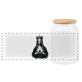 Sacred silhouette with wreath - Panoramic Cookie Jar with Wooden Lid - white - Front