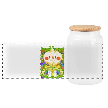 Flower bed - Panoramic Cookie Jar with Wooden Lid - white - Front