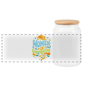 Women in Construction Craftswomen Retro Power - Panoramic Cookie Jar with Wooden Lid - white - Front