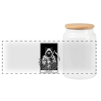 Eurasier | Death | Tarot - Panorama Keksdose mit Holzdeckel - Weiß - Vorne