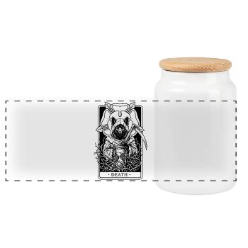 Eurasier | Death BG | Tarot - Panoramic Cookie Jar with Wooden Lid - white - Front