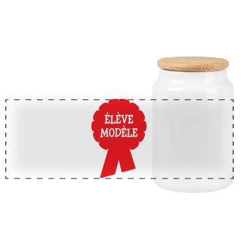 Badge Élève Modèle : Récompense Scolaire Vintage - Boîte à biscuits avec couvercle en bois - blanc - Devant