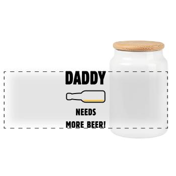 Papa a besoin de plus de bière ! (Papa / Papa / Bière / PUT) - Boîte à biscuits avec couvercle en bois - blanc - Devant
