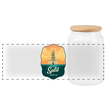Insigne de voyage Split Diocletians Palac Vintage - Boîte à biscuits avec couvercle en bois - blanc - Devant