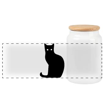 Schwarze Katze Katzen Silhouetten Geschenk  - Panorama Keksdose mit Holzdeckel - Weiß - Vorne