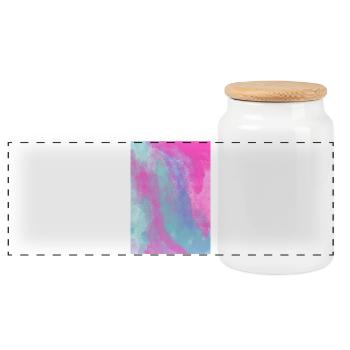 Ressort dégradé personnalisable - Boîte à biscuits avec couvercle en bois - blanc - Devant