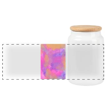 Gradient - Flieder personalisierbar - Panorama Keksdose mit Holzdeckel - Weiß - Vorne