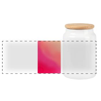 Gradient - Waves pink red customizable - Panoramic Cookie Jar with Wooden Lid - white - Front
