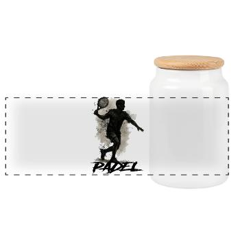 Padel - Boîte à biscuits avec couvercle en bois - blanc - Devant