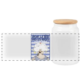 Nuage et tatouages marins - Boîte à biscuits avec couvercle en bois - blanc - Devant