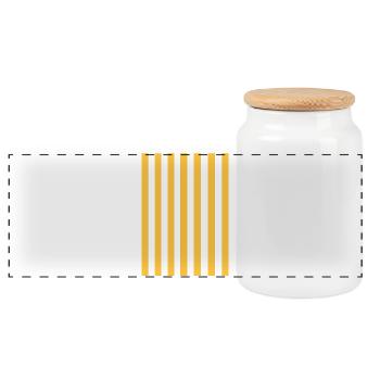 Rayures - jaune, blanc personnalisable - Boîte à biscuits avec couvercle en bois - blanc - Devant