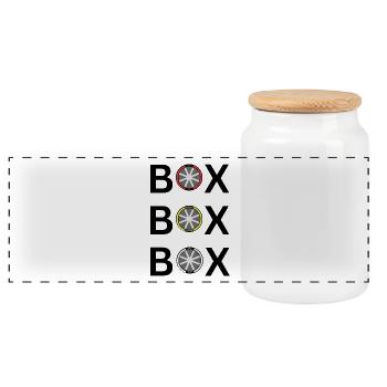 BOX BOX BOX - Panoramic Cookie Jar with Wooden Lid - white - Front