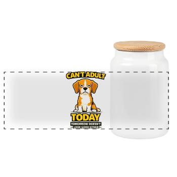 Beagle kann heute nicht erwachsen werden – Meme - Panorama Keksdose mit Holzdeckel - Weiß - Vorne