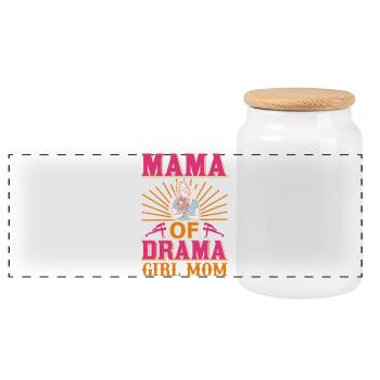 Mama Of Drama Girl Maman Chemise drôle - Boîte à biscuits avec couvercle en bois - blanc - Devant