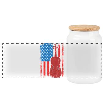 Patriotischer US Violinist - Panorama Keksdose mit Holzdeckel - Weiß - Vorne