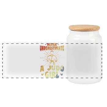Judo Girls - Panoramic Cookie Jar with Wooden Lid - white - Front
