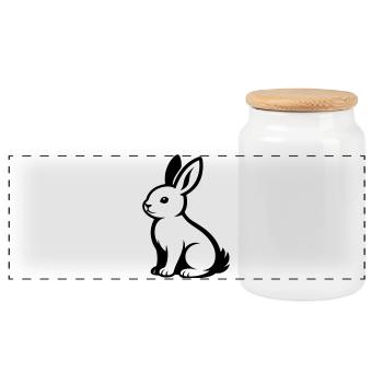 Hare - Panoramic Cookie Jar with Wooden Lid - white - Front