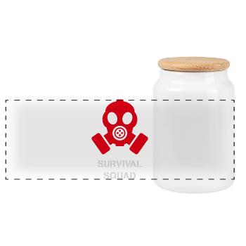 Biohazard Gasmaske Cyberpunk-Design - Panorama Keksdose mit Holzdeckel - Weiß - Vorne