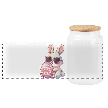Œuf de Pâques Herzblick Bunny - Boîte à biscuits avec couvercle en bois - blanc - Devant