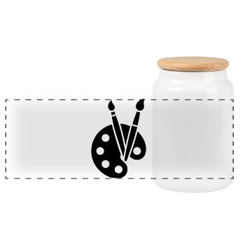 Painting, Color Palette, Brush, Art Icon - Panoramic Cookie Jar with Wooden Lid - white - Front