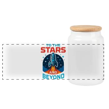 To the stars and beyond - Panoramic Cookie Jar with Wooden Lid - white - Front