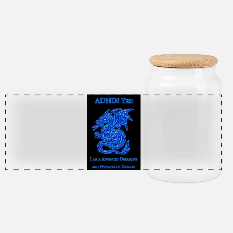 ADHD-Dragon - Panorama Keksdose mit Holzdeckel - Weiß