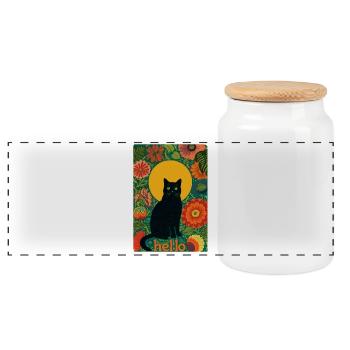 Chat du soleil dans la forêt de fleurs - Boîte à biscuits avec couvercle en bois - blanc - Devant