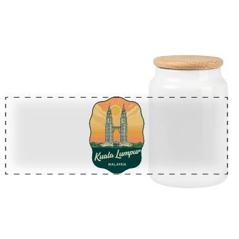 Kuala Lumpur Petronas Towers Retro-Abzeichen - Panorama Keksdose mit Holzdeckel - Weiß - Vorne