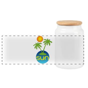 Paradies in der Sonne - Panorama Keksdose mit Holzdeckel - Weiß - Vorne
