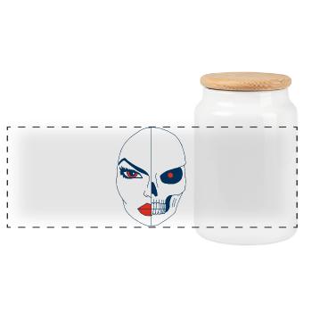 Death and its face - Panoramic Cookie Jar with Wooden Lid - white - Front