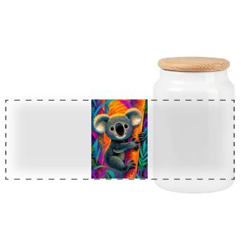Koala - Panorama Keksdose mit Holzdeckel - Weiß - Vorne