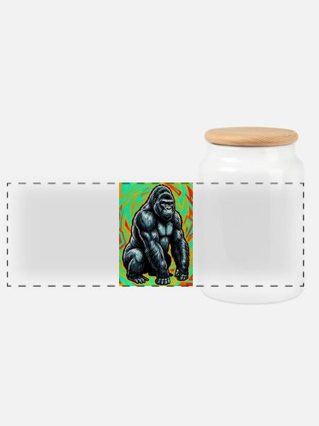 Gorilla - Panorama Keksdose mit Holzdeckel - Weiß