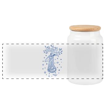 Stag - Panoramic Cookie Jar with Wooden Lid - white - Front