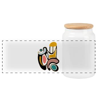 Formes de couleur abstraites avec des lignes organiques - Boîte à biscuits avec couvercle en bois - blanc - Devant