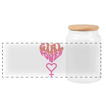 GIRL POWER – HEART OF STRENGTH! ♀ GIRLS SISTERS - Panorama Keksdose mit Holzdeckel - Weiß - Vorne