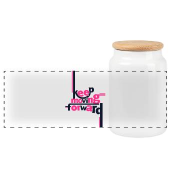 T-shirt rose statement Keep Moving Forward - Boîte à biscuits avec couvercle en bois - blanc - Devant