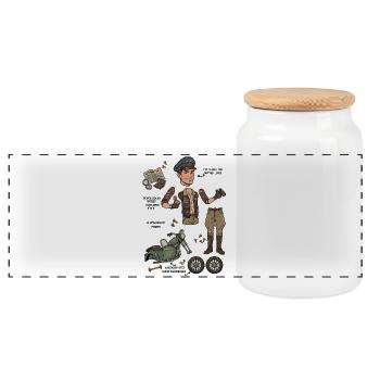 Poupée en papier Aventurière Robuste - Boîte à biscuits avec couvercle en bois - blanc - Devant