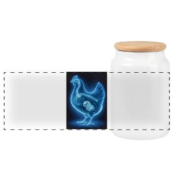 Neon Poulet Fetal Art - Panoramic Cookie Jar with Wooden Lid - white - Front