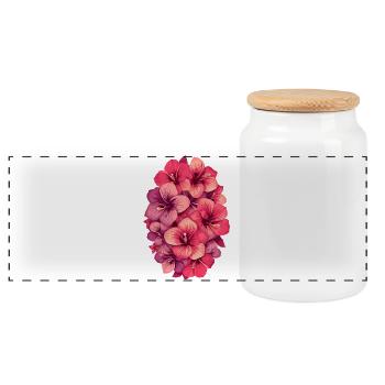 Hibiscus Color Explosion - Panoramic Cookie Jar with Wooden Lid - white - Front