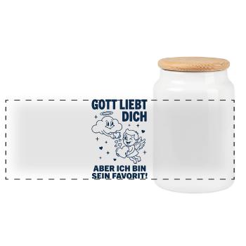 Gott liebt dich Favorit Engel Humor - Panorama Keksdose mit Holzdeckel - Weiß - Vorne