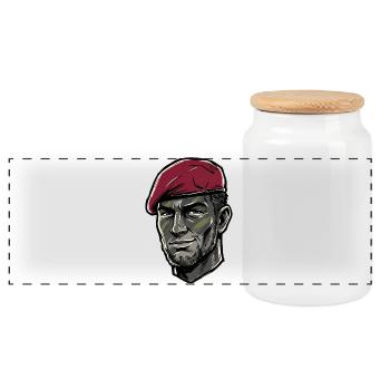 Bordeux Barett Soldier Portrait Vintage Style - Panorama Keksdose mit Holzdeckel - Weiß - Vorne
