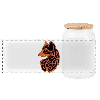 Renard celte - Boîte à biscuits avec couvercle en bois - blanc - Devant