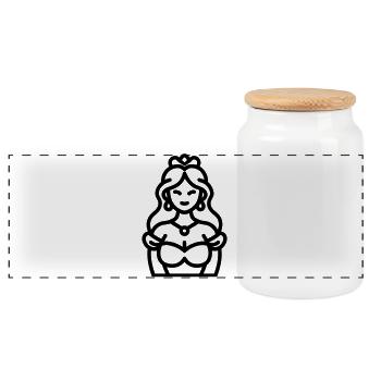 princesse - Boîte à biscuits avec couvercle en bois - blanc - Devant