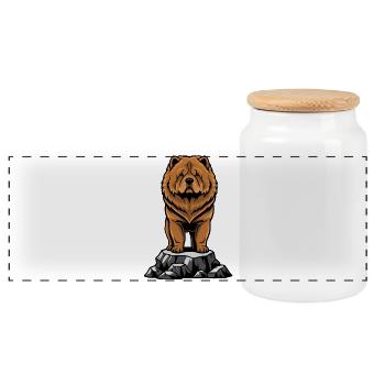 Dog Chow Chow Porträt Löwenmähne - Panorama Keksdose mit Holzdeckel - Weiß - Vorne