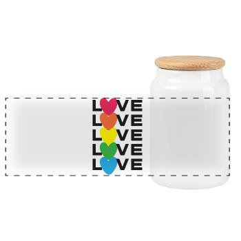 LGBT Pride Month - Love is Love - Panoramic Cookie Jar with Wooden Lid - white - Front