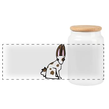 speckled bunny  - Panoramic Cookie Jar with Wooden Lid - white - Front