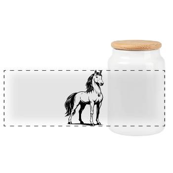 Pferd_stehend_Schwarz - Boîte à biscuits avec couvercle en bois - blanc - Devant
